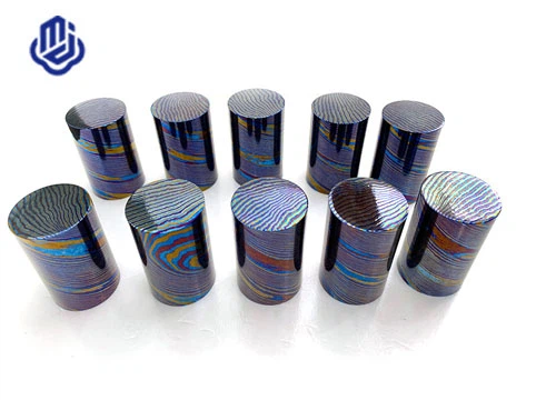 Titanium Damascus Timascus Rod Bar Rownd